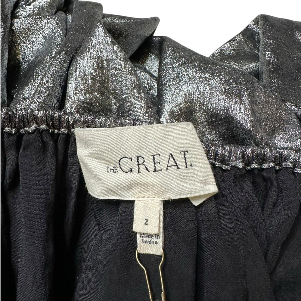 THE GREAT Silver Glam The Palmette Blouse Top Women's Size 2 US‎ Medium NWT - Picture 8 of 11